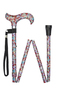 Red Floral Pattern Folding Stick With Patterned Handle Thumbnail