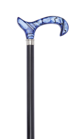 Black Dress Cane With Blue Acrylic Derby Handle