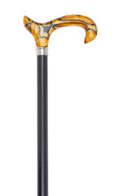 Black Dress Cane With Orange Acrylic Derby Handle