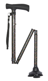 Black Floral Pattern Tribase Folding Stick