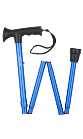 Blue Gel Grip Handle Folding Stick