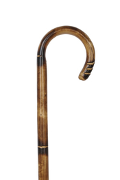 Chestnut Carved Crook Handle Stick