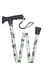 Garden Birds Pattern Folding Stick With Gel Grip Handle